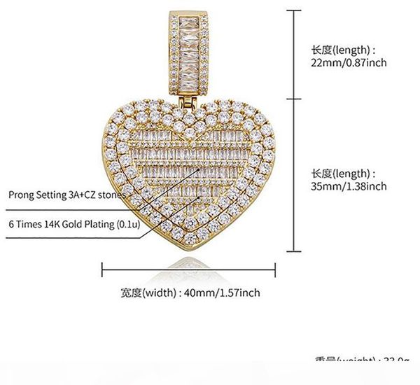 

custom made p pendant gold silver heart locket pendant necklace for men women gifts hiphop jewelry