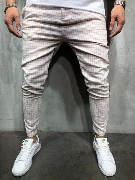 

men's pants striped plaid pants hip-hop slim casual fashion men's sports1, Black