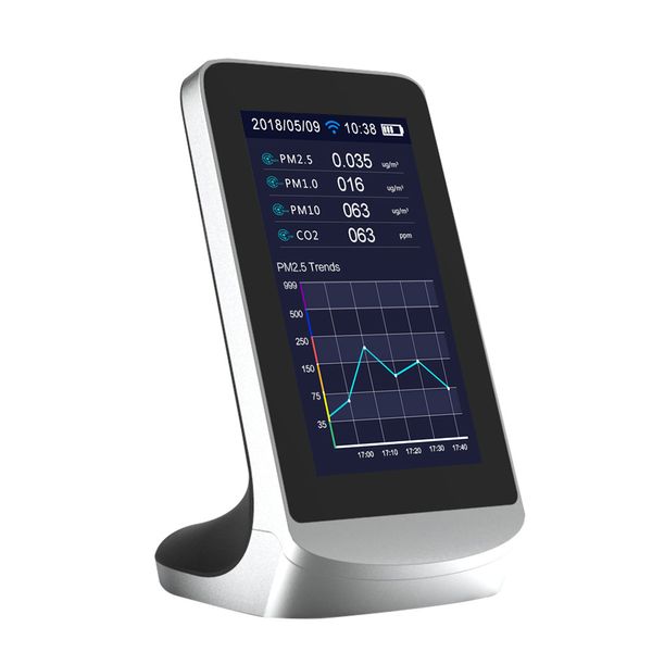 Freeshipping WiFi Indoor Multi-função Detector de Ar TVOC Qualidade de gás Monitor Co2 Medidor de dióxido de carbono com 4,3 polegadas Medidor de Analisador de Ar