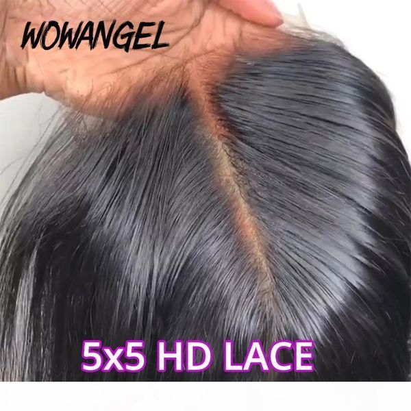 

invisible lace wig human hair pre plucked 5*5 lace frontal closure wig straight front human hair wigs glueless, Black;brown