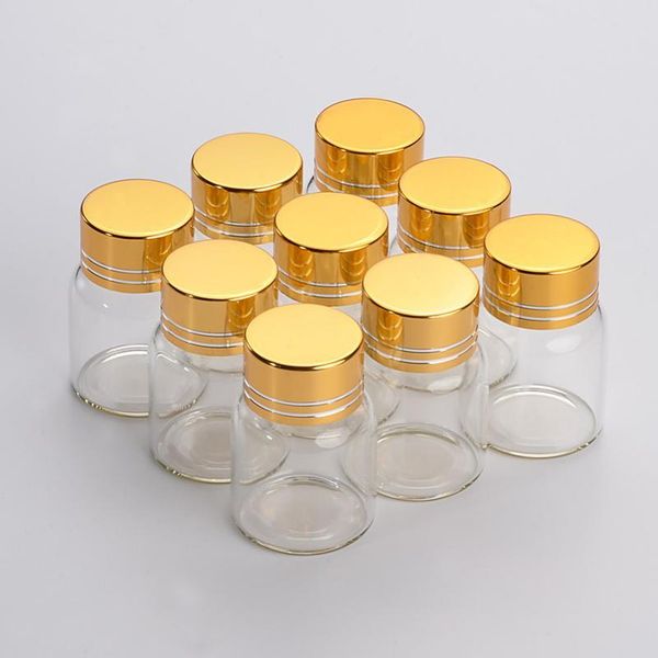

27*35mm 24pcs 8ml glass bottles aluminium screw golden cap empty transparent clear liquid gift container wishing bot bbycai