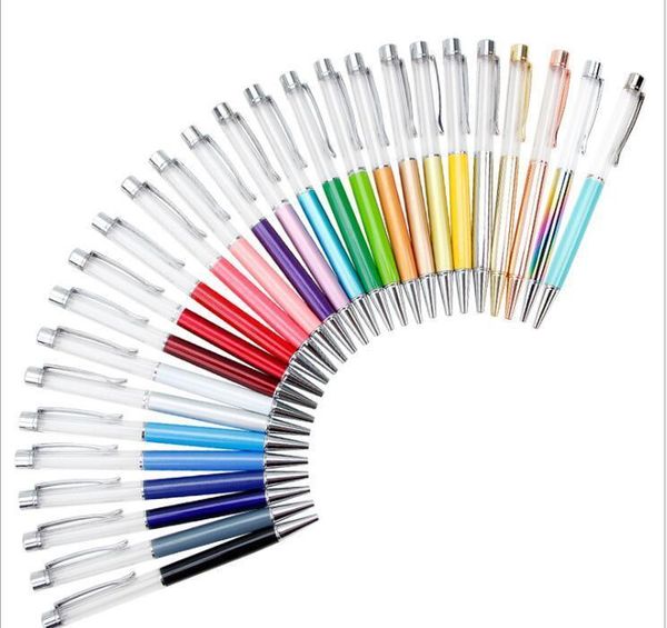 

writing gift diy empty tube metal ballpoint pens self-filling floating glitter dried flower crystal pen bal wmtdxb dh_niceshop, Blue;orange