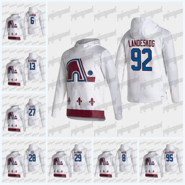 

colorado avalanch 2021 reverse retro hoodie gabriel landeskog philipp grubauer nathan mackinnon ian cole erik johnson cale makar compher, Black;red