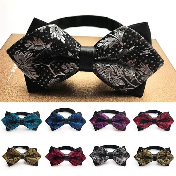 

q men ties fashion commercial bowties bowknot floral printed gentlemen bowtie wedding groom cravat british aristocracy nice gift, Black;gray