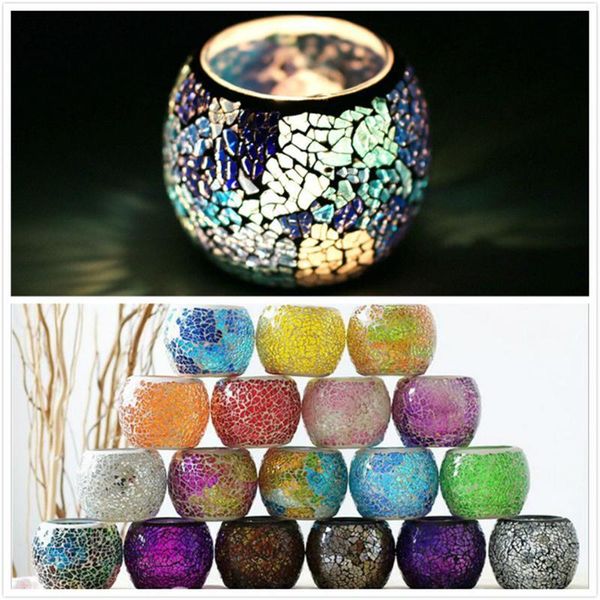 

mosaic crystal glass candlestick votive candle holder valentines day home wedding decoration dhc3532