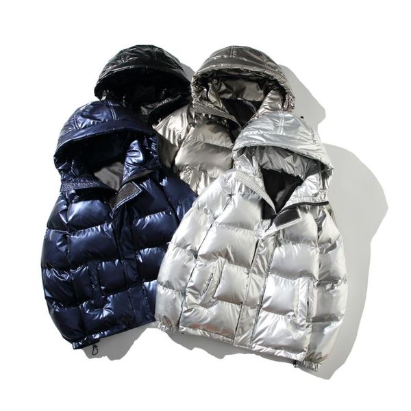 

mens warm puffer jackets for 2021 winter simple fashion trends bubble coats with hood japanese teens harajuku padded streetwear, Black
