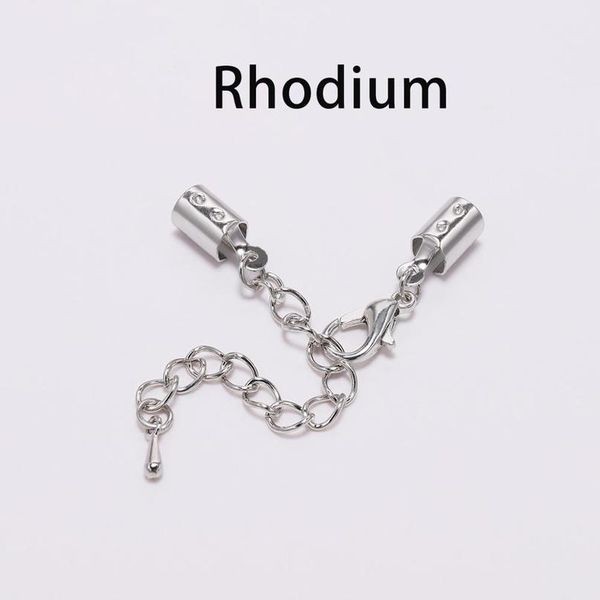 

10pcs/lot 5mm cord clips end caps with lobster clasps chain fit round leather cord connectors for jewelry making supp bbyyxm, Silver