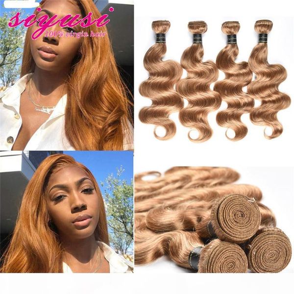 

9a unprocessed brazilian body wave with closure honey blonde virgin brazilian hair bundles weave with lace closure part color 27#, Black