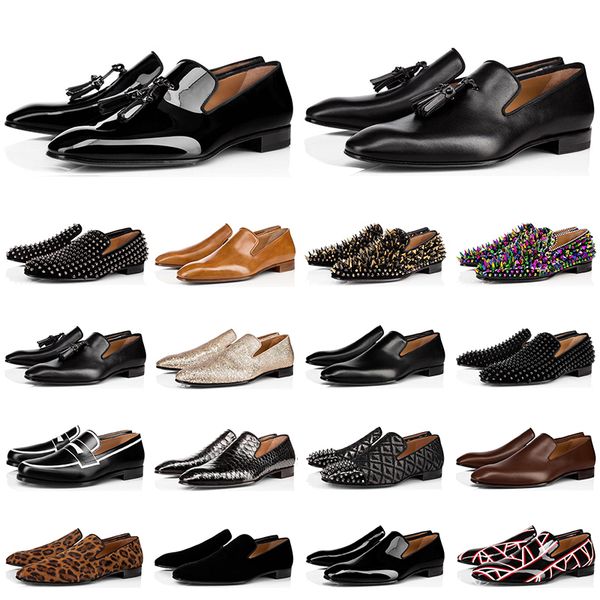 

2020 мода мужские мокасины обувь красные дна тройное черное замшевые лакированные кожаные заклепки loafer платье свадебные деловые туфли раз, Black