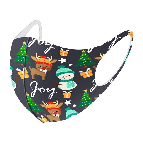 

рождественская вечеринка украшения маска для лица детская мода санта-клаус напечатанный многоразовый моющийся рот маска маска маска coton re, Black