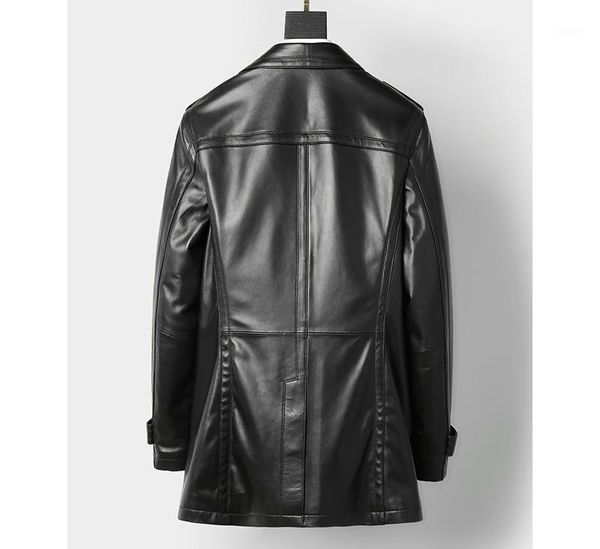 

men's leather jacket spring autumn genuine leather jackets men 100% real sheepskin coat blazer slim veste cuir homme c-01-50801, Black