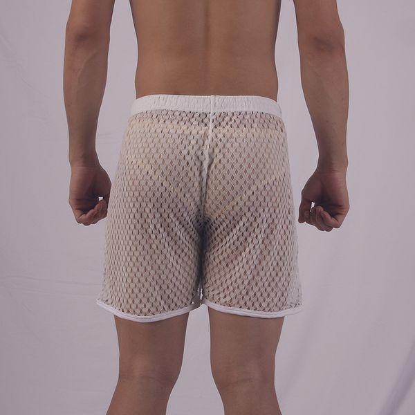 

3pieces/lot mens hole mesh underwear transparent see through gay net mesh boys loose breathable pants comfortable gay culb wear, Black;white