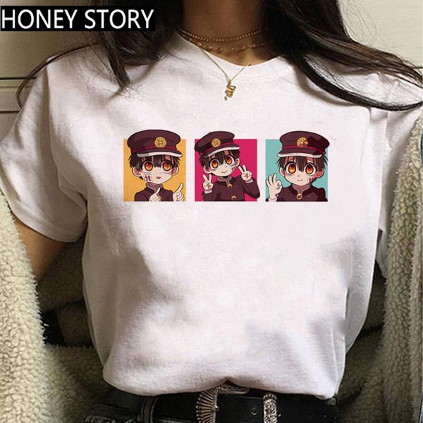 

shaman king graphic tees kawaii japanese anime toilet bound hanako kun t shirt women funny cartoon inuyasha tshirt, White