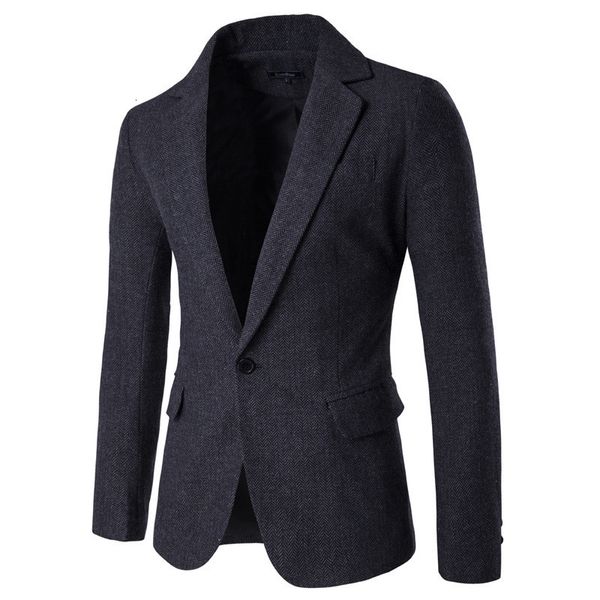 

2021 autumn and winter new herringbone fabric version men's casual simple suit jacket m-2xl up0a, White;black
