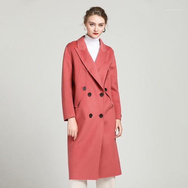 

women's wool & blends spring autumn jacket women clothes 2021 korean elegant coat female long woolen coats outwear casaco feminino zt2, Black