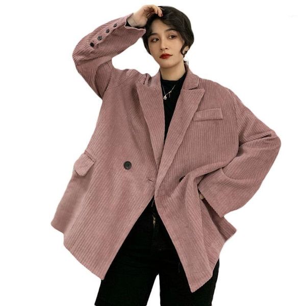 

fashion plus size women's clothing 2021 spring autumn blazers suit new korean loose black corduroy blazer jacket women 28a1, White;black