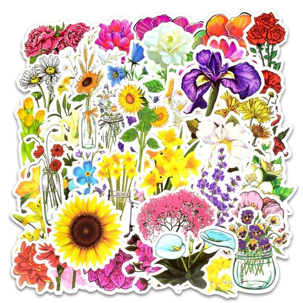 

50pcs flower stickers pack skateboard scrapbook lapsticker racing graffiti motorcycle waterproof suitcase diary stikers toys bbyieq