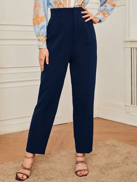 

solid high waist pants l2pe#, Black;white