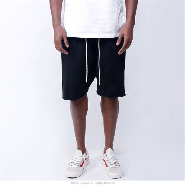 

mens knee-length cotton elastic drawstring waist men's sweatshort with side pockets summer hip hop men shorts, White;black