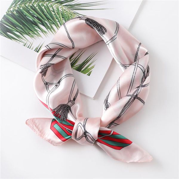 

60cm square silk women scarf hair band office lady neck scarves bag handle wraps print foulard female neckerchief bandana wmtffh, Blue;gray