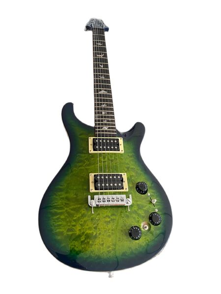

custom 22 private stock paul quilt maple body electric guitar green burst abalone birds inlay