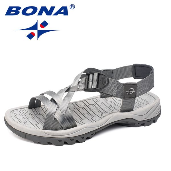 

bona new classics style men sandals outdoor walking summer shoes comfortable band upper men slippers soft light t200420, Black