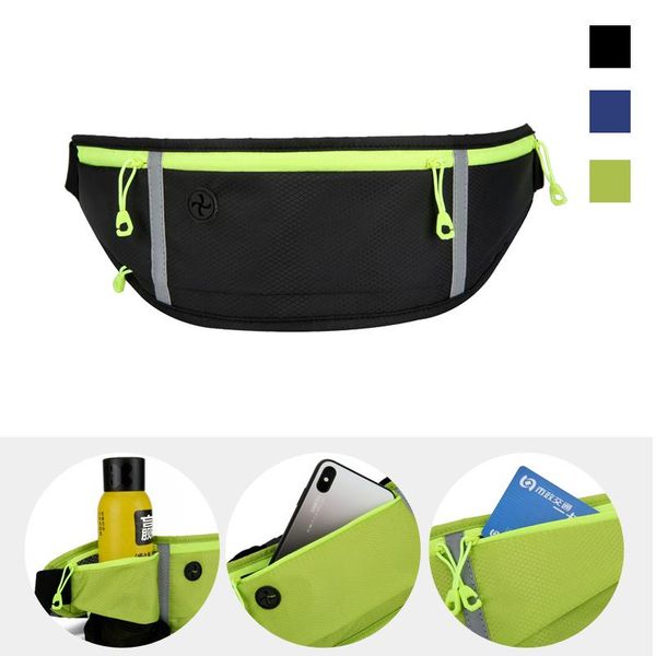 

waterproof night reflective running bags,hidden headset hole outdoor waist bags,breathable water bottle sports phone bags