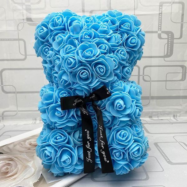 

25cm rose bear teddy bear artificial foam roses for window display forever rose everlasting flower wedding valentines gifts f wmtprw