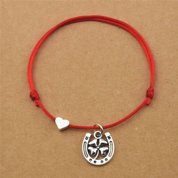 

lucky new four leaf clover horseshoe pendant heart charm bracelets for women girls men couple lover friendship jewelry gifts, Golden;silver