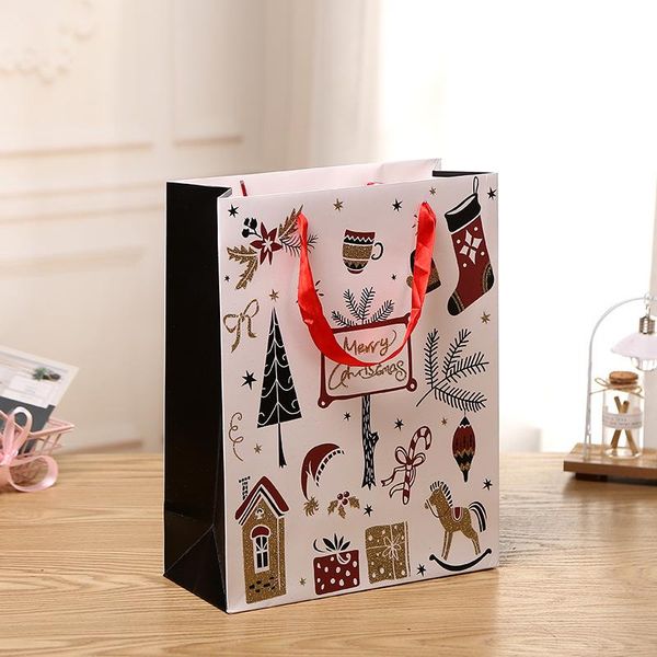 

stobag 10pcs black christmas tote paper for baby party handmade candy food package supplies baby show thicken package decorating bbykfi