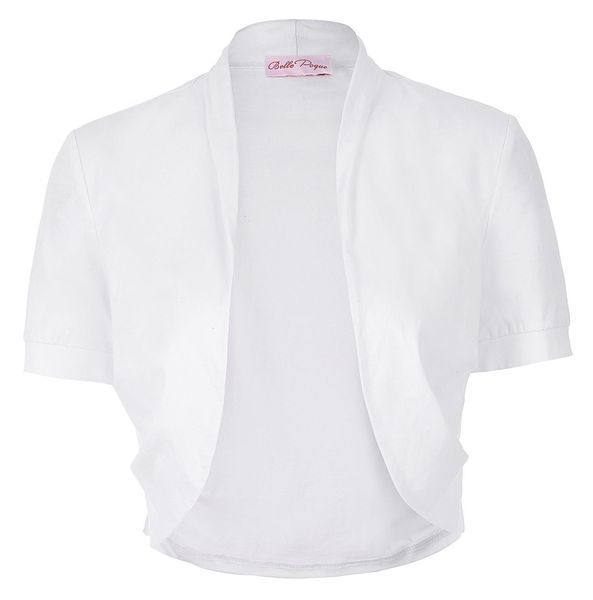 

women ladies short sleeve solid color pleated sides cotton shrug bolero for wedding party elegant half shrug white black, Black;brown