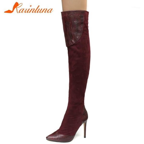 

boots karin women's fashionable shoes arrivals party wedding over-the-knee patchwork pointed toe thin heels1, Black