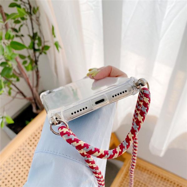 

clear phone case with hanging rope for iphone 11 pro max se 2020 back cover on for huawei p30 p40 mate 30 wmttue qpseller
