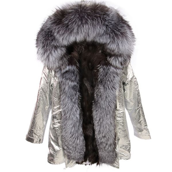 

new detachable 2021 grass covered fox skin collar pipa pie door to overcome female long winter coat 1 mqz1, Black