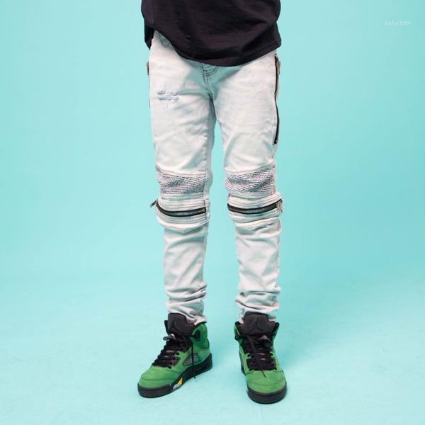 

xk12800 fashion men's jeans 2020 runway european design party style men's clothing1, Blue