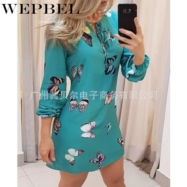 

women autumn elegant dress casual ladies long sleeve v neck butterfly print bandage mini dress evening dress q1210, Black;gray