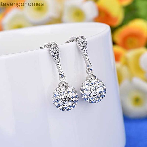 

imitation pure silver korean water drill ball shambhala earrings sell well, Golden