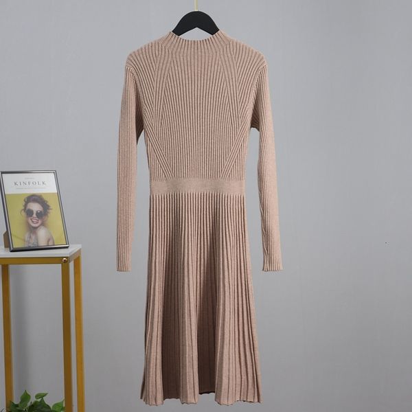 

2021 new chic women long knit maxi sweater autumn winter knitted a line dress ribbed thick christmas pullover party dresses xe8u, Black;gray