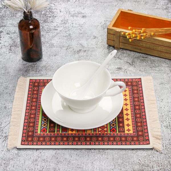 

4fds2awnew retro mini persian woven carpet pattern cup mouse pad with fring home office table decoration craft accessory
