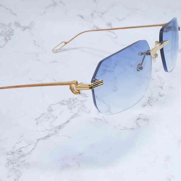 

2022 factory wholesale model men eyewear protect shades for women vintage polygon rimless metal sun gafas de sol ghrt sunglasses, White;black