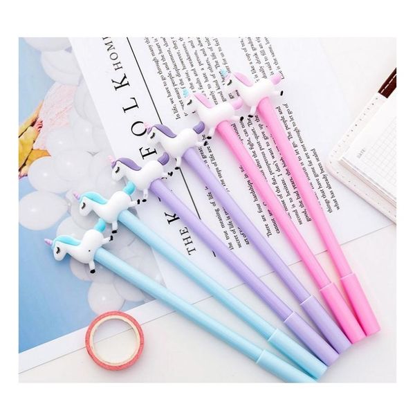 

gel ink pen kit stationery cartoon cute school supply multi colors unique unicorn design 0.38mm pen point sn1448