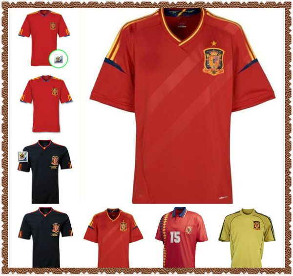 

1994 2002 2008 2012 spain retro jerseys classic a.iniesta torres raul soccer jerseys xavi shirt david villa camisa de futebol, Black;yellow