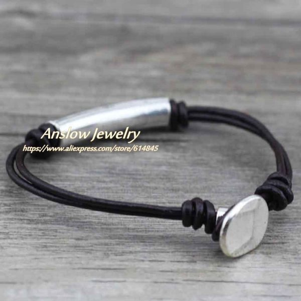 

anslow trendy classic mens womens strands rope leather friendship bracelet lucky handmade charm friend gift low0399lb bbykdl, Golden;silver