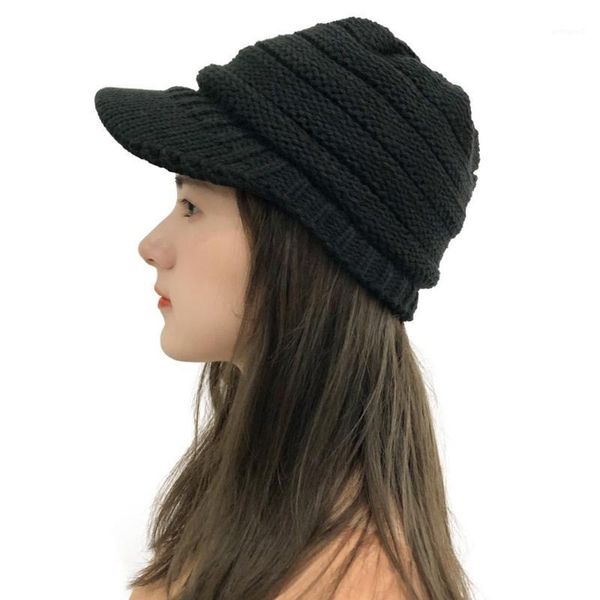 

beanie/skull caps winter knitted beanies hats women thick warm beanie hat ladies knit stitching bonnet outdoor riding peaked cap1, Blue;gray