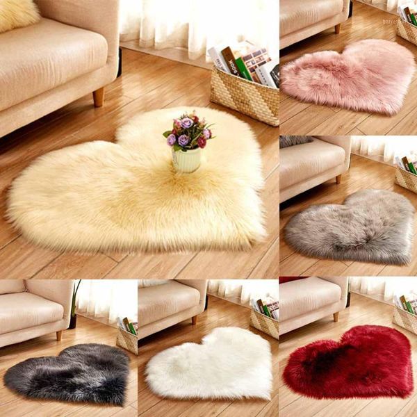

fluffy heart-shaped rug carpets for living room decor faux fur rugs room long plush rugs for bedroom shaggy area mats1