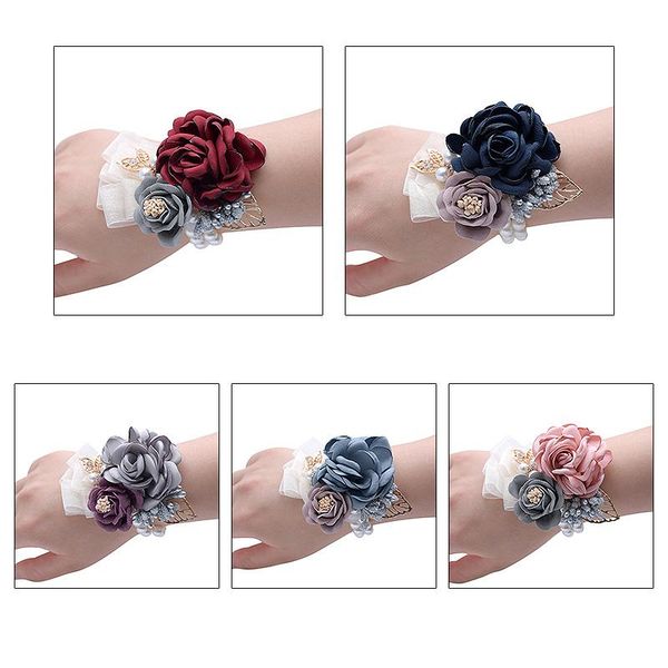 

decorative flowers & wreaths prom cloth artificial rose flower party wrist wedding boutonnieres bridesmaid corsage hand for marriage accesso