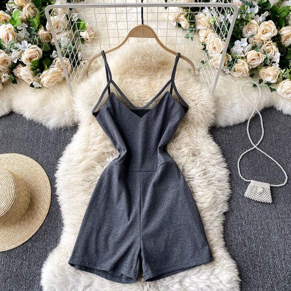 

2021 new singiny women girdle v-sleeves solid overalls summer off the shoulder short beach 7azh, Black;white