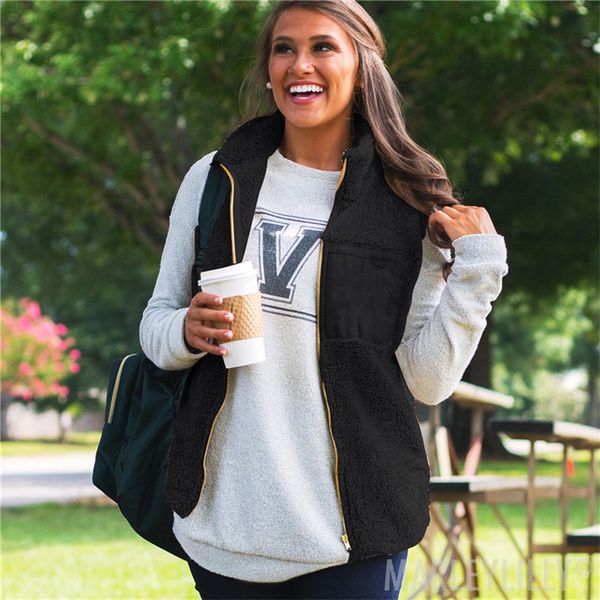 

winter warm plush vest jacket ladies gilet plush zipper coats fashion waistcoat women sleeveless fleece fluffy outwear s-2xl e123102, Camo