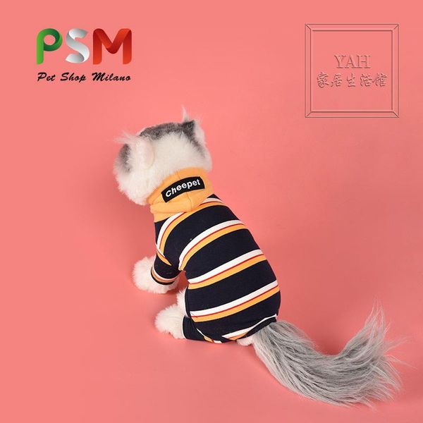 

style dog clothing, striped four-legged pet clothing, teddy bear, small dog clothing