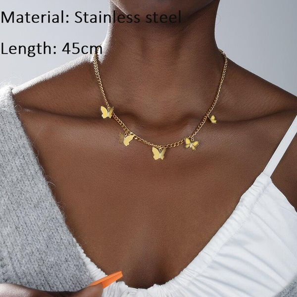 

butterfly necklace short choker necklace lovely golden silver plated butterfly women holiday romantic gift jewelry wholesal